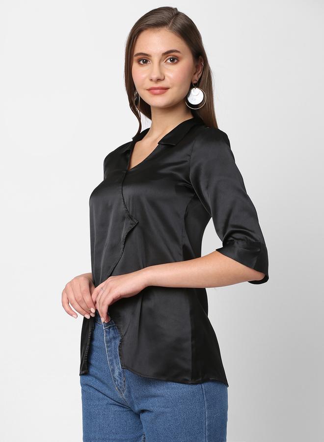 ميش بلوزة ساتان بنمط لف - Image 3